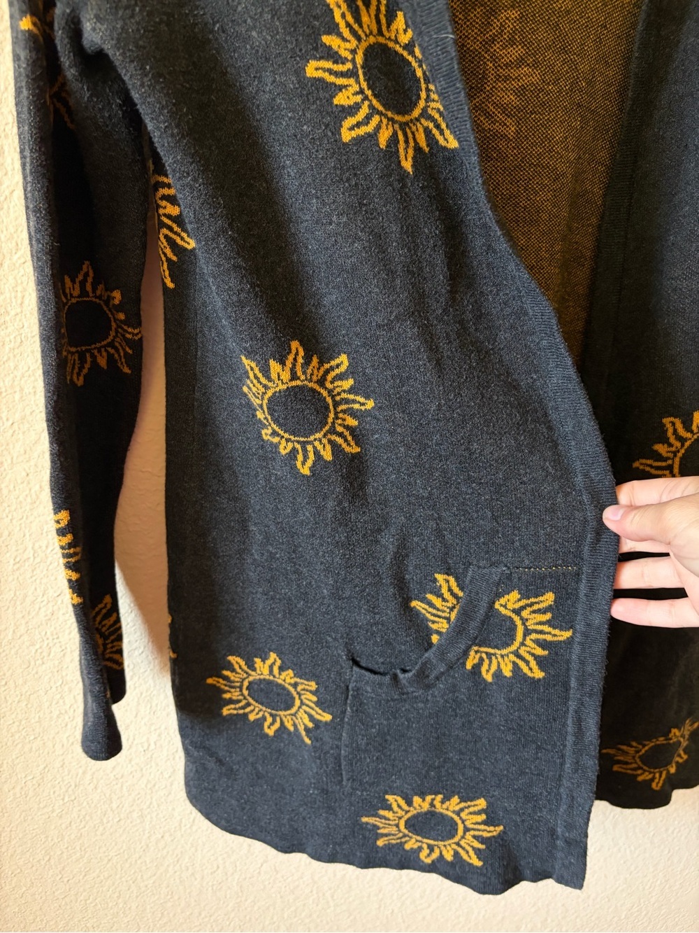 Belle by Bellini Hooded Sun Open Cardigan Black Knit Boho Cozy Sweater pockets - Picture 8 of 10